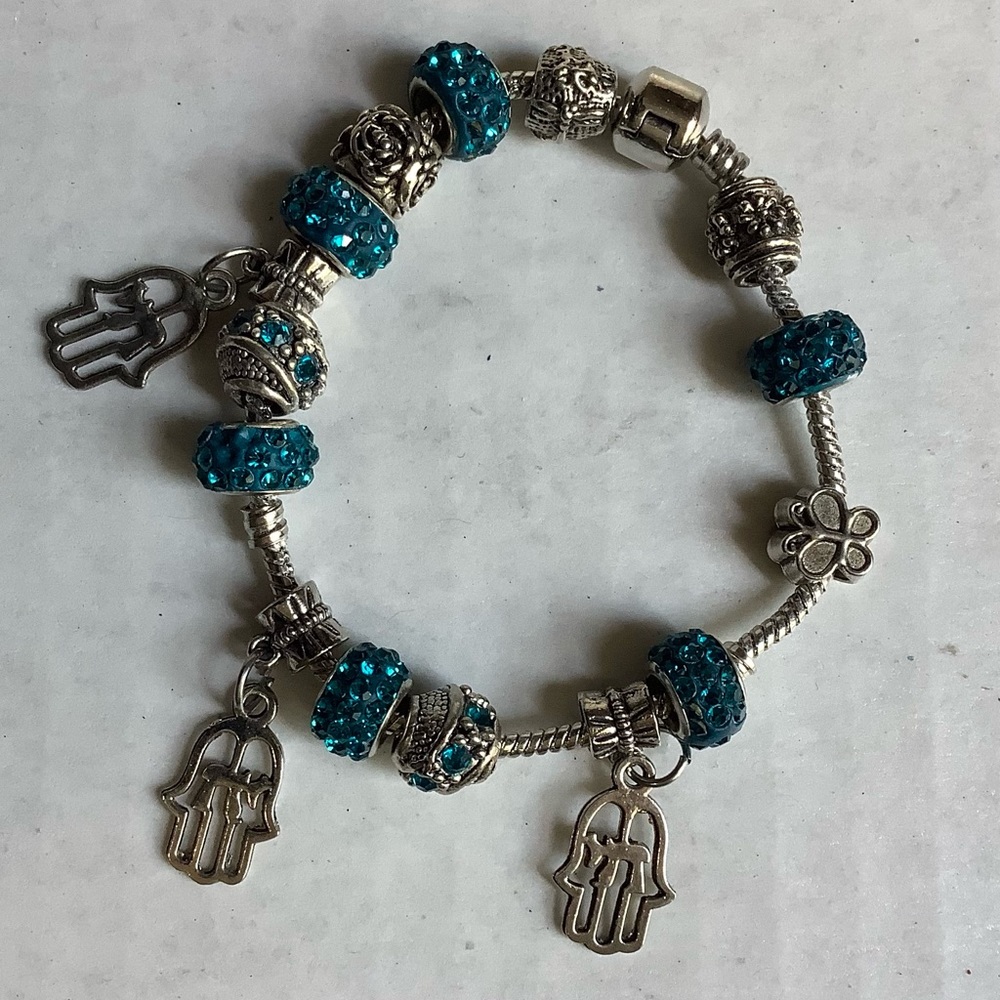 Hamsa Hand Blue Charm Bracelet